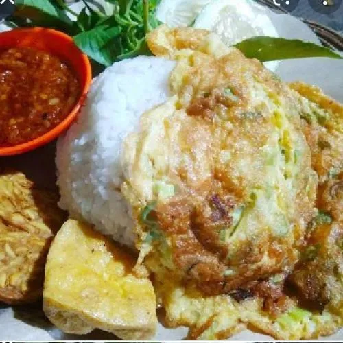 Nasi Telor Dadar Tahu Tempe